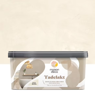 Enduit à la chaux effet marbré Maison Déco Tadelakt argile blanche 5L