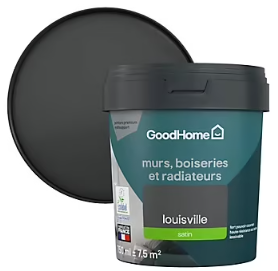 Peinture intérieure couleur murs, boiseries et radiateurs GoodHome satin louisville gris 750ml