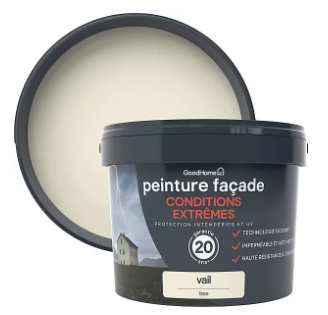 Peinture extérieure façade conditions extrêmes GoodHome crème Vail 10L