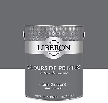 Peinture murs, plafonds et boiseries Velours de peinture gris gravure Libéron 2,5L