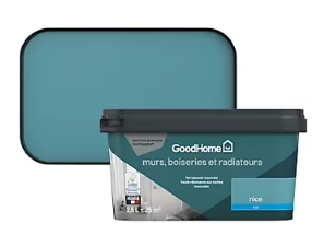 Peinture intérieure couleur murs, boiseries et radiateurs GoodHome Nice mat bleu 2,5L