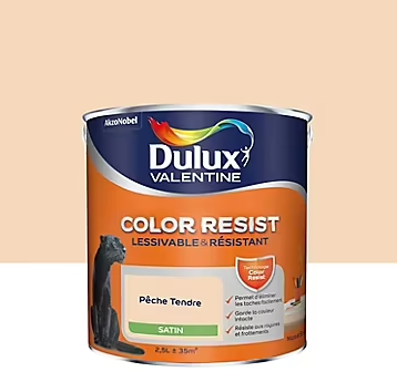 Peinture murs et boiseries Color Resist Dulux Valentine satin pêche tendre 2,5L