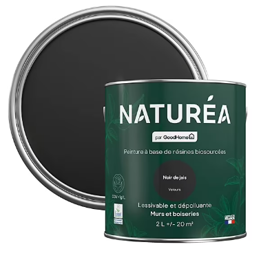 Peinture murs et boiseries Naturéa par GoodHome noir de jais velours 2L