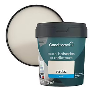 Peinture intérieure couleur murs, boiseries et radiateurs GoodHome mat valdez blanc 750ml