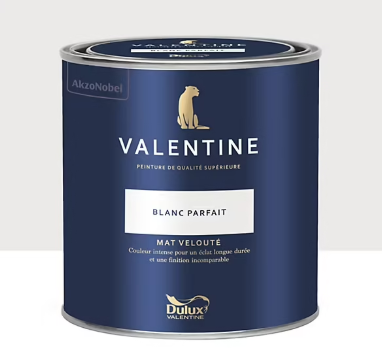 Peinture Valentine murs et boiseries Dulux Valentine blanc parfait velouté mat 0,5L