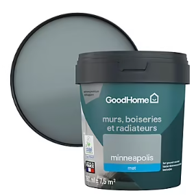 Peinture intérieure couleur murs, boiseries et radiateurs GoodHome mat minneapolis gris 750ml