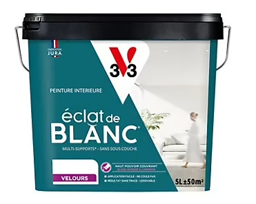 Peinture murs, plafonds et boiseries éclat de blanc V33 blanc velours 5L