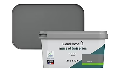 Peinture intérieure couleur Murs et boiseries GoodHome Hamptons gris satin 2,5L