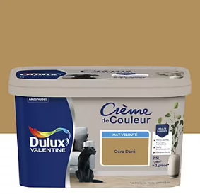 Peinture intérieure couleur Crème De Couleur Dulux Valentine mat jaune ocre doré 2.5L