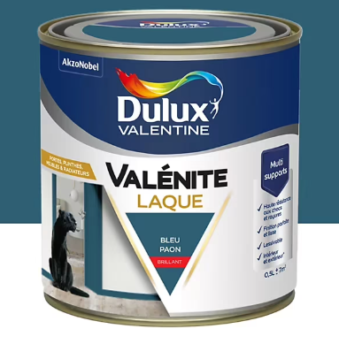 Laque acrylique Valénite Dulux Valentine bleu paon brillant 500ml