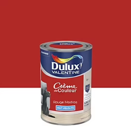 Peinture couleur murs, boiseries et radiateurs Crème de couleur Dulux Valentine rouge madras mat 1,25L