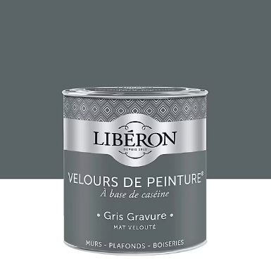 Peinture murs, plafonds et boiseries Velours de peinture gris gravure Libéron 0,5L