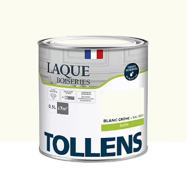 Laque boiseries et métal Tollens RAL 9001 blanc crème satin 500ml