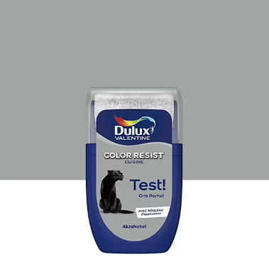 Testeur de peinture Color Resist cuisine Dulux Valentine mat gris parfait 30ml