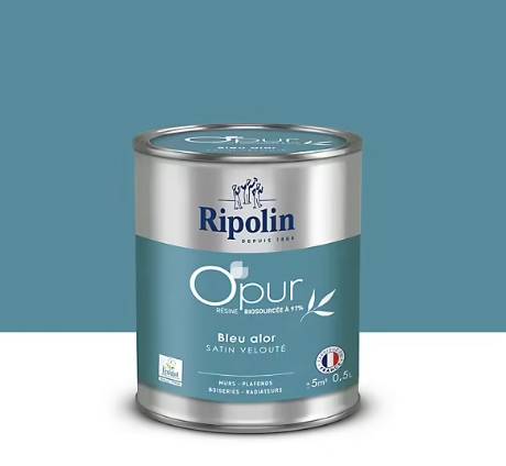 Peinture intérieure multisupport Ripolin O'pur bleu alor satin velouté 500ml