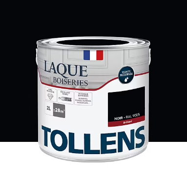 Laque boiseries et métal Tollens RAL 9005 noir brillant 2L