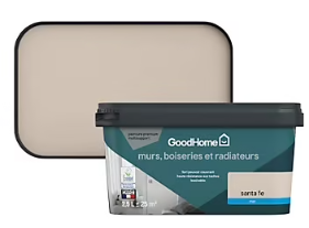 Peinture intérieure couleur murs, boiseries et radiateurs GoodHome mat santa fe beige 2.5L
