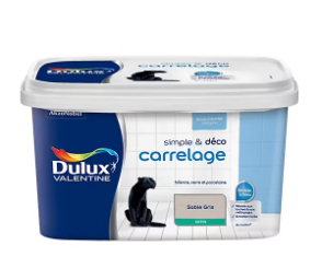 Peinture de rénovation pour support spécifique Simple & Deco Carrelage Dulux Valentine satin sable gris 2L