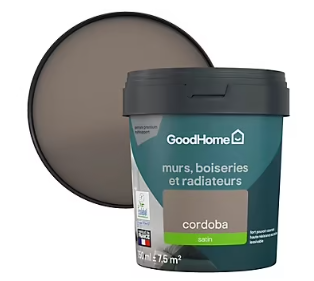 Peinture résistante murs, boiseries et métal GoodHome marron Cordoba satin 0,75L