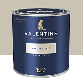 Peinture Valentine murs et boiseries Dulux Valentine effet craie beige murmure d'été 1L
