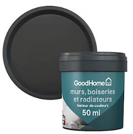 Testeur peinture intérieure couleur GoodHome satin liberty noir 50ml