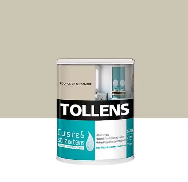 Peinture murs et plafonds Cuisine et bains satin écorce de gingembre Tollens 0,75 L