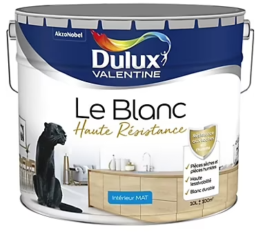Peinture murale le Blanc haute résistance blanc mat 10L Dulux Valentine