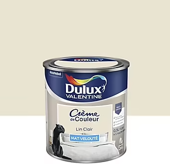 Peinture Crème de Couleur Dulux Valentine mat lin clair 0,5L