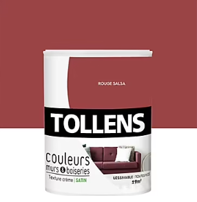 Peinture murs et boiseries Tollens rouge salsa satin 0,75L