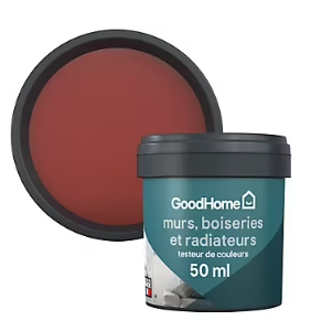Testeur peinture intérieure couleur GoodHome satin fulham rouge 50ml