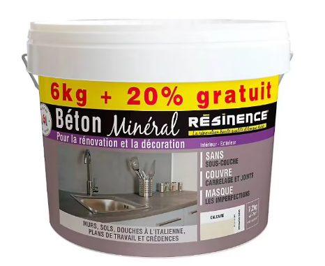 Béton minéral Résinence calcaire 6kg + 20% gratuit