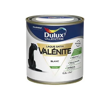 Peinture laque pour boiseries Valénite Dulux Valentine satin blanc 0,5L
