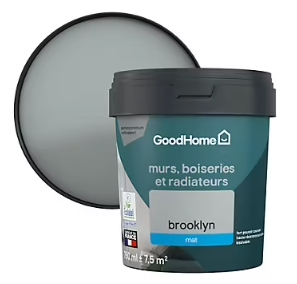 Peinture résistante murs, boiseries et métal GoodHome gris Brooklyn mat 0,75L