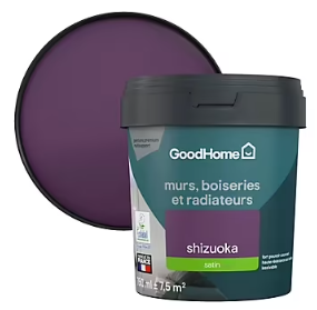 Peinture résistante murs, boiseries et métal GoodHome violet Shizuoka satin 0,75L