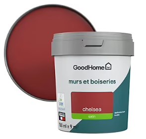 Peinture murs et boiseries GoodHome rouge Chelsea satin 0,75L