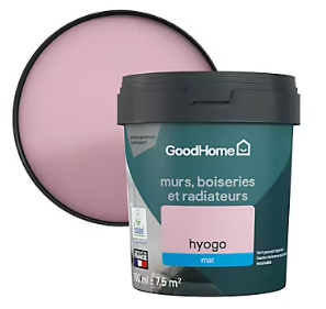 Peinture résistante murs, boiseries et métal GoodHome rose Hyogo mat 0,75L