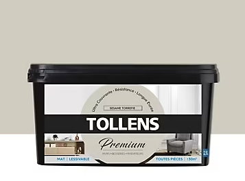 Peinture Tollens premium murs, boiseries et radiateurs sésame torréfié mat 2,5L