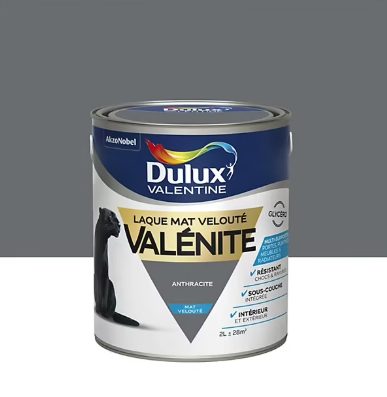 Laque boiseries et métal Valénite Dulux Valentine mat gris anthracite 2L