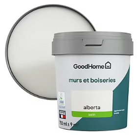 Peinture murs et boiseries GoodHome blanc Alberta satin 0,75L