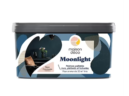 Peinture pailletée murs, plafonds et boiseries Moonlight Maison Déco rose cassiopée 2L