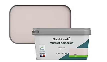 Peinture intérieure couleur murs et boiseries GoodHome Kyoto rose satin satin 2,5L