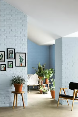 Peinture couleur murs, boiseries et radiateurs Crème de couleur Dulux Valentine bleu lune cendrée satin 1,25L