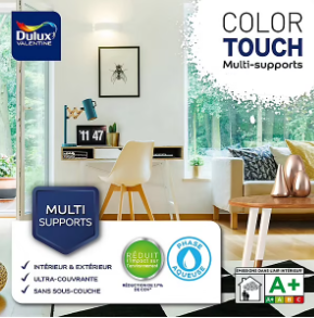 Peinture aérosol Color Touch multi supports Dulux Valentine brillant rouge feu 400ml