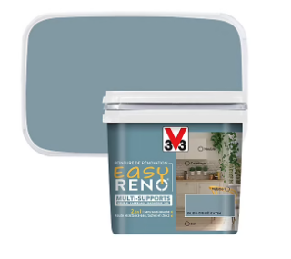 Peinture de rénovation multi-supports V33 Easy Reno bleu gris satin 0,75L