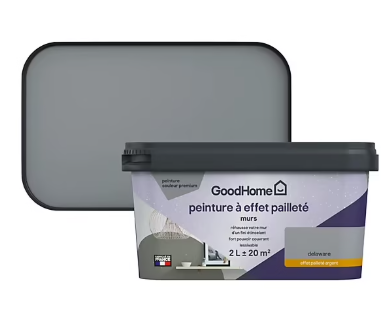 Peinture à effet pailleté GoodHome gris Delaware 2L