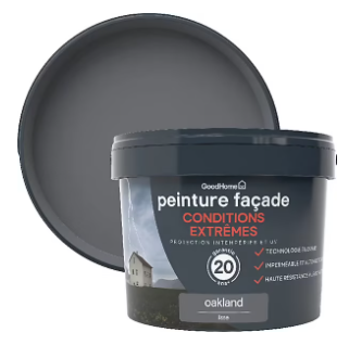 Peinture extérieure façade conditions extrêmes GoodHome gris Oakland 10L