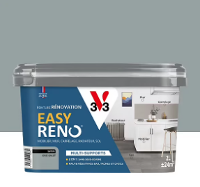 Peinture de rénovation multi-supports V33 Easy Reno gris galet satin 2L