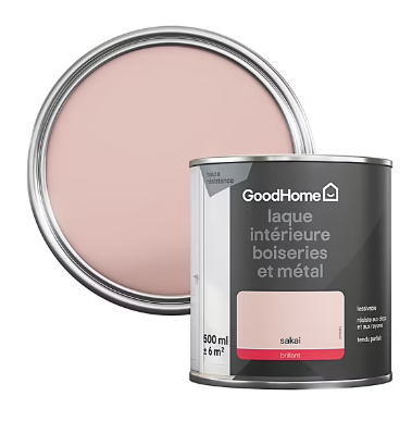 Peinture métal et bois GoodHome brillant rose 500ml