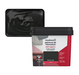 Peinture de rénovation GoodHome multi-supports brillant noir Liberty noir 750ml