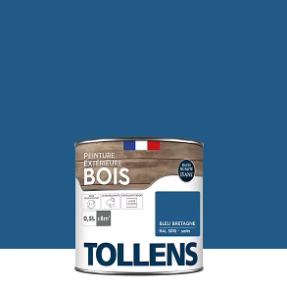 Peinture extérieure bois Tollens satin bleu bretagne 500ml